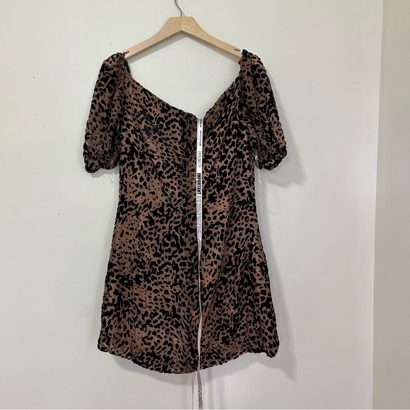 House‎ of CB Athena Leopard Print Ruffle Tea Dress in Brown & Black sz L+ - Picture 4 of 4